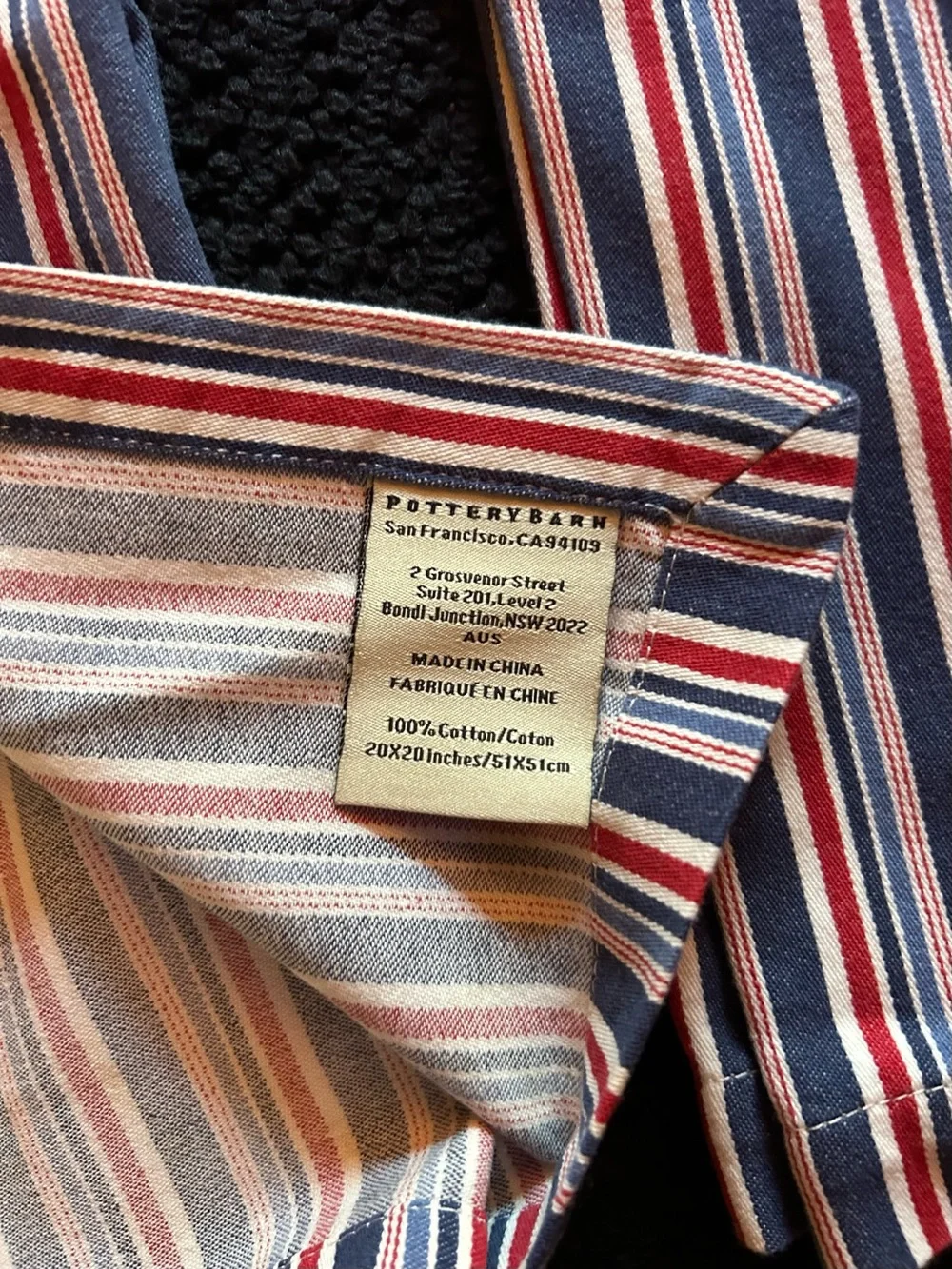 Pottery Barn Red , White and Blue Stripped Napkins